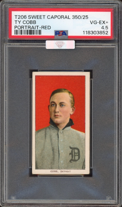 1909-11 T206 Sweet Caporal 350/25 Ty Cobb Portrait - Red PSA VG-EX+ 4.5 (MBA Silver)