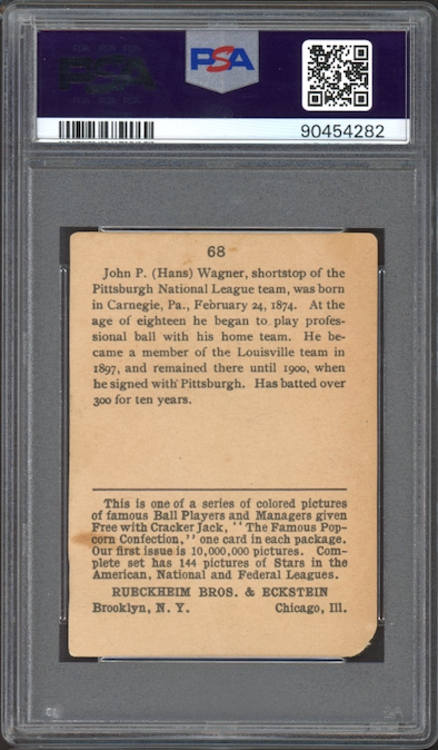 1914 Cracker Jack #68 Honus Wagner PSA VG 3