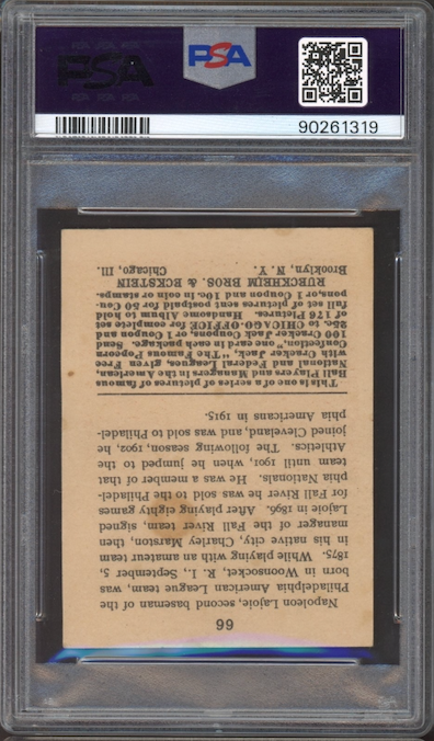 1915 Cracker Jack #66 Nap Lajoie PSA EX 5