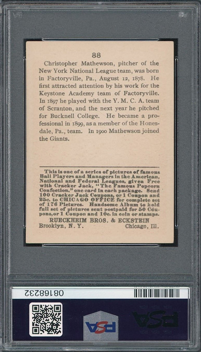 1915 Cracker Jack  #88 Christy Mathewson PSA 7