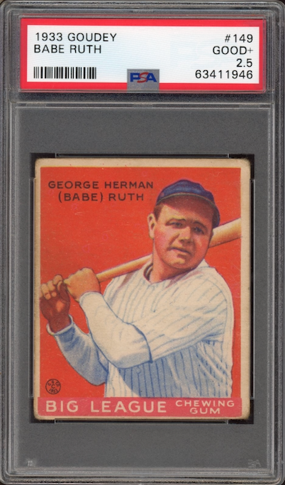 1933 Goudey #149 Babe Ruth PSA GOOD+ 2.5