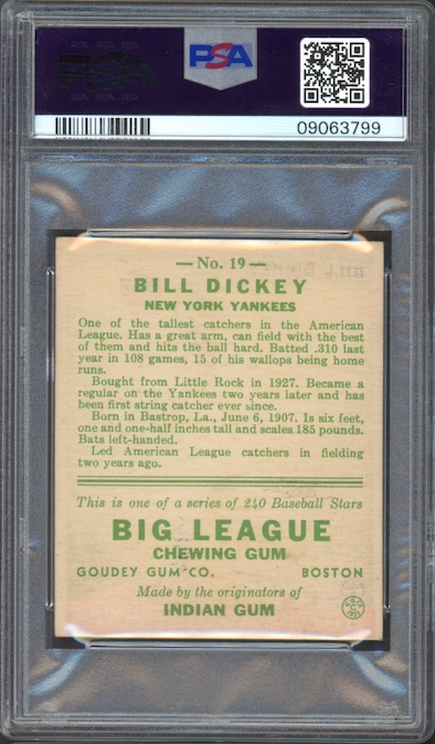 1933 Goudey #19 Bill Dickey PSA NM-MT 8