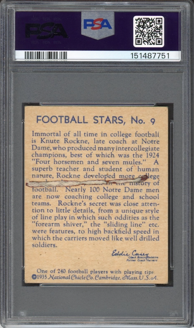 1935 National Chicle #9 Knute Rockne PSA GOOD 2
