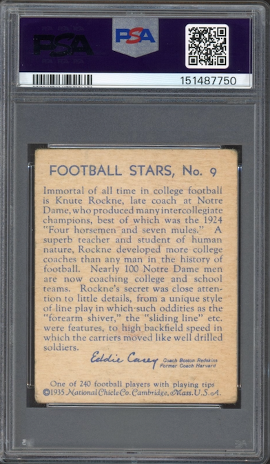 1935 National Chicle #9 Knute Rockne PSA GOOD 2