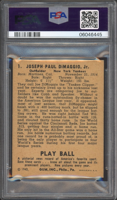 1940 Play Ball #1 Joe DiMaggio PSA NM 7