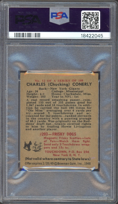 1948 Bowman #12 Charles Conerly ROOKIE PSA NM-MT 8
