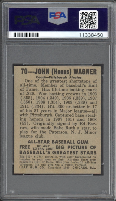 1948 Leaf #70 Honus Wagner PSA NM-MT 8