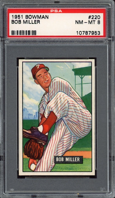 1951 Bowman #220 Bob Miller PSA NM-MT 8