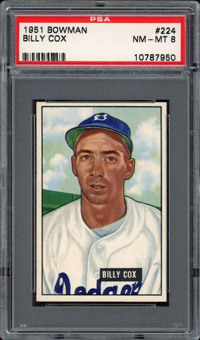 1951 Bowman #224 Billy Cox PSA NM-MT 8
