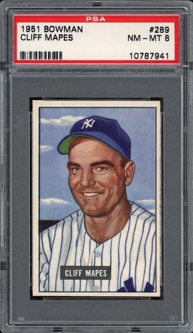 1951 Bowman #289 Cliff Mapes PSA NM-MT 8