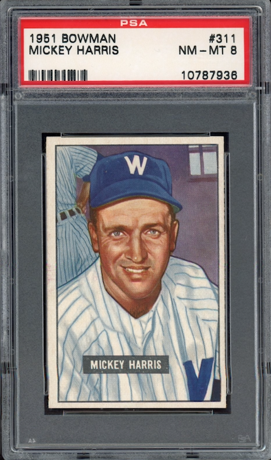1951 Bowman #311 Mickey Harris PSA NM-MT 8