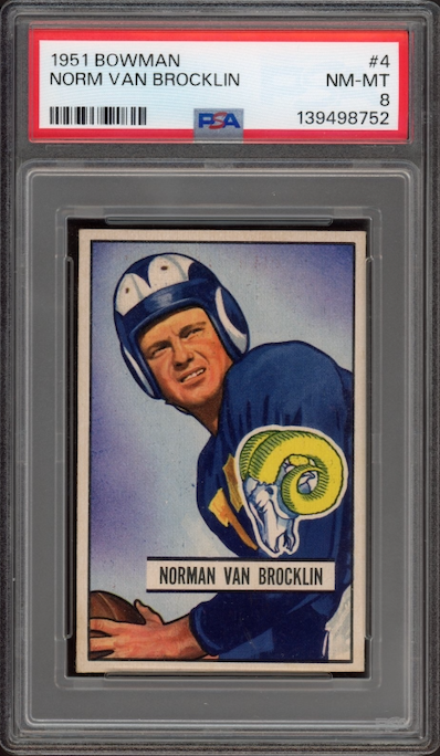 1951 Bowman #4 Norm Van Brocklin ROOKIE PSA NM-MT 8
