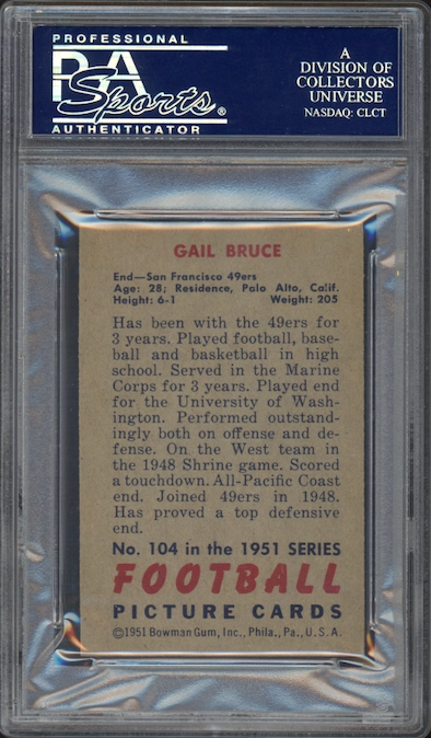 1951 Bowman #104 Gail Bruce PSA EX-MT 6
