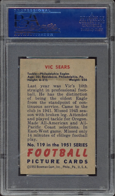 1951 Bowman #119 Vic Sears PSA VG-EX 4
