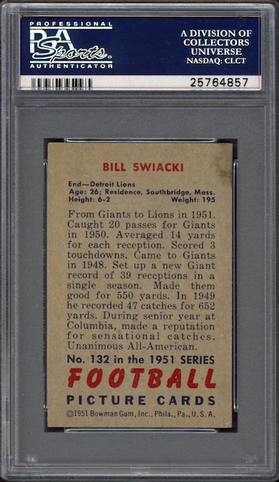 1951 Bowman #132 William Swiacki PSA EX 5