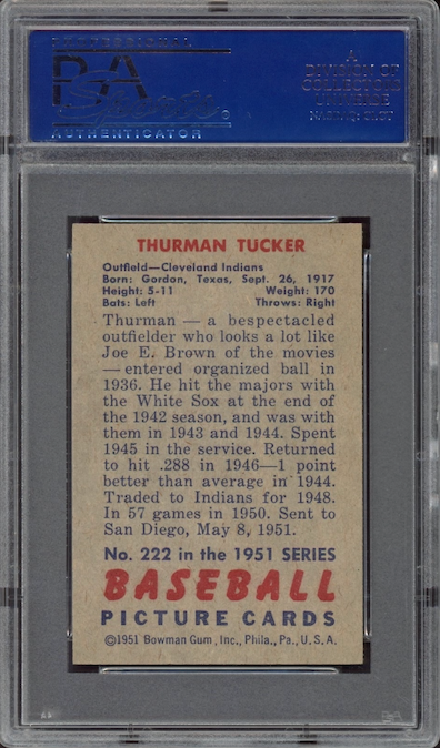 1951 Bowman #222 Thurman Tucker PSA NM-MT 8