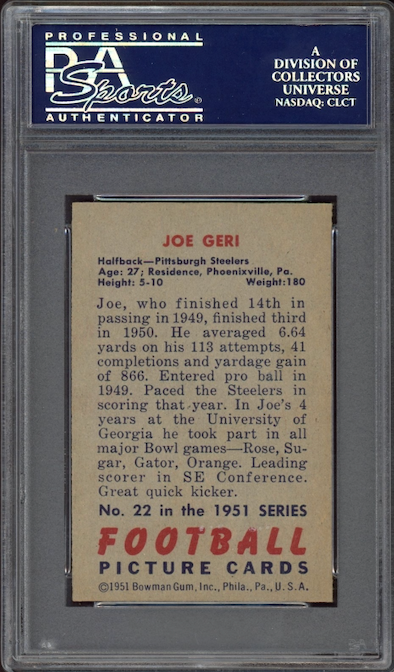1951 Bowman #22 Joe Geri PSA EX 5