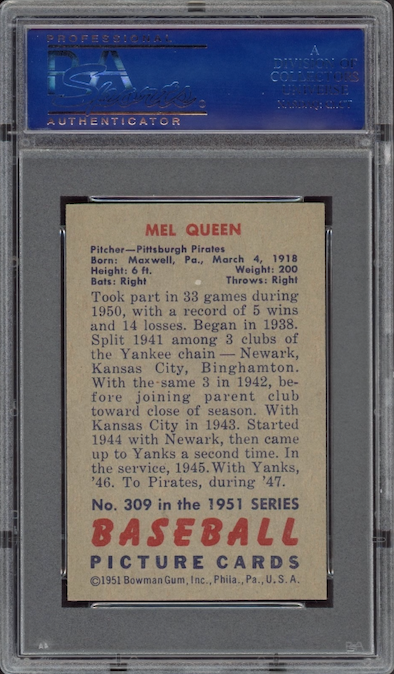 1951 Bowman #309 Mel Queen PSA NM-MT 8