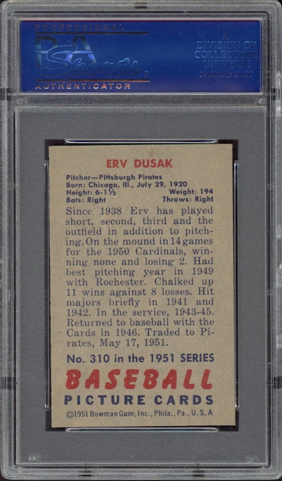 1951 Bowman #310 Erv Dusak PSA NM-MT 8