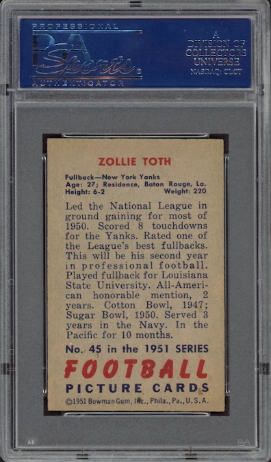 1951 Bowman #45 Zollie Toth PSA EX 5