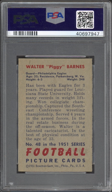 1951 Bowman #48 Walter Barnes PSA EX 5