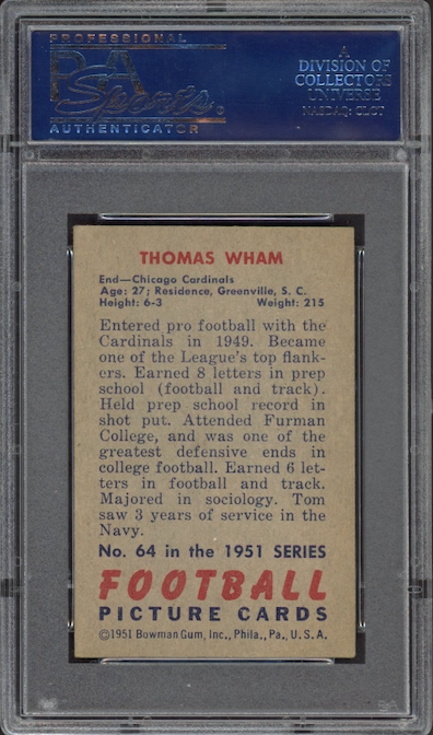 1951 Bowman #64 Tom Wham PSA EX+ 5.5