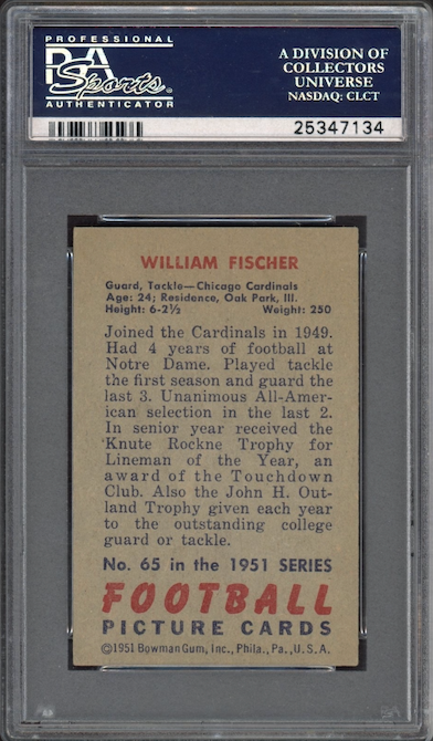 1951 Bowman #65 Bill Fischer PSA EX-MT 6