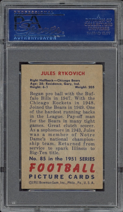 1951 Bowman #85 Jules Rykovich PSA EX 5