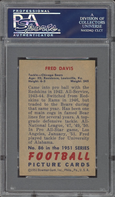 1951 Bowman #86 Fred Davis PSA EX 5