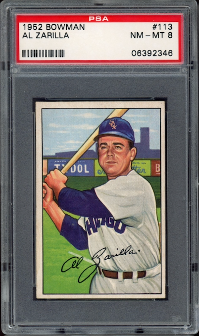 1952 Bowman #113 Al Zarillia PSA NM-MT 8