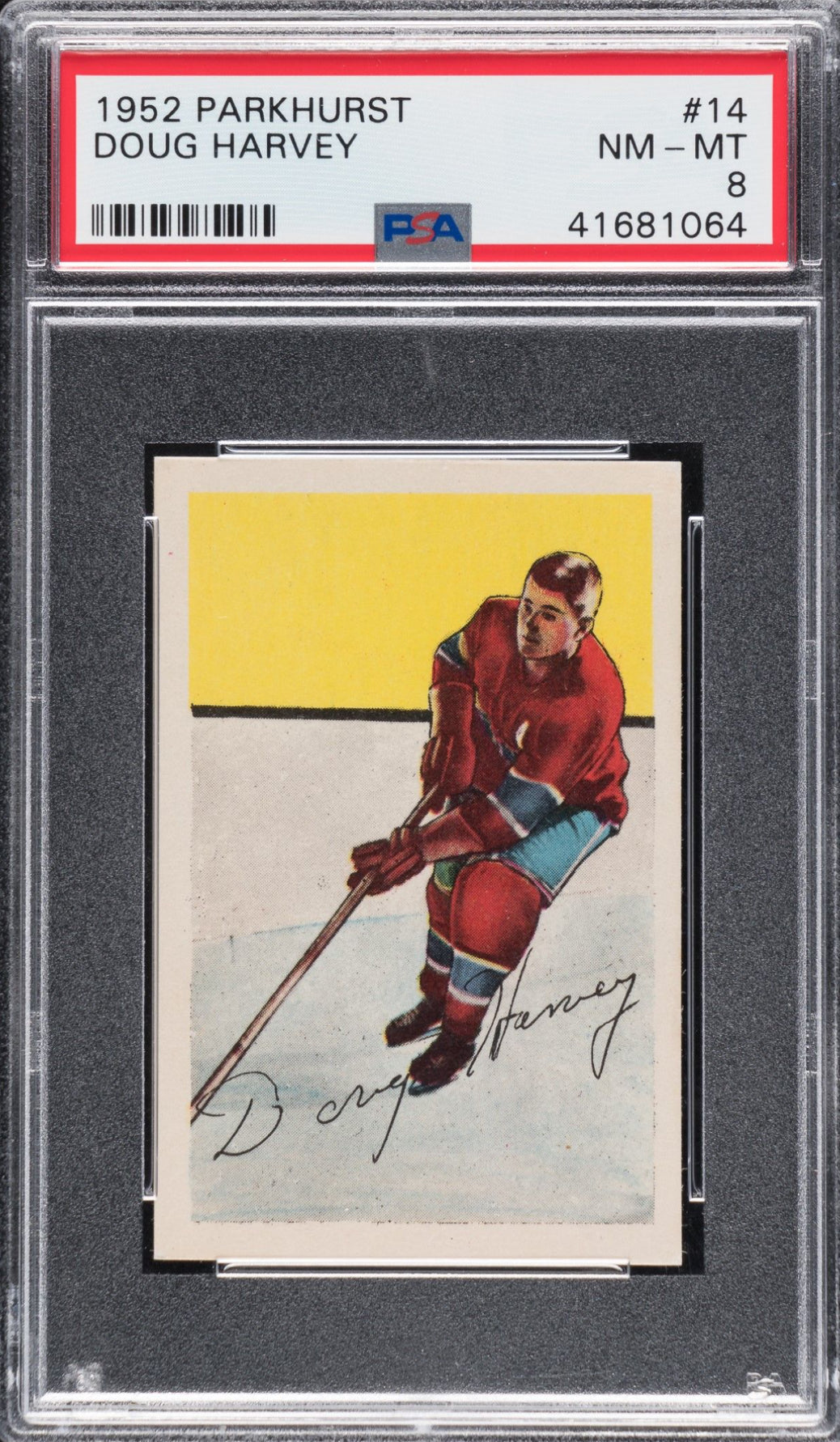1952 Parkhurst #14 Doug Harvey PSA NM-MT 8