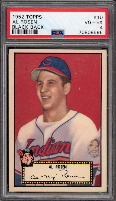 1952 Topps #10 Al Rosen Black Back PSA VG-EX 4