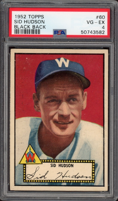 1952 Topps #60 Sid Hudson Black Back PSA VG-EX 4