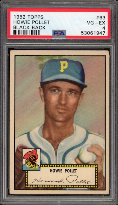 1952 Topps #63 Howie Pollet Black Back PSA VG-EX 4