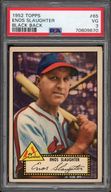 1952 Topps #65 Enos Slaughter Black Back PSA VG 3