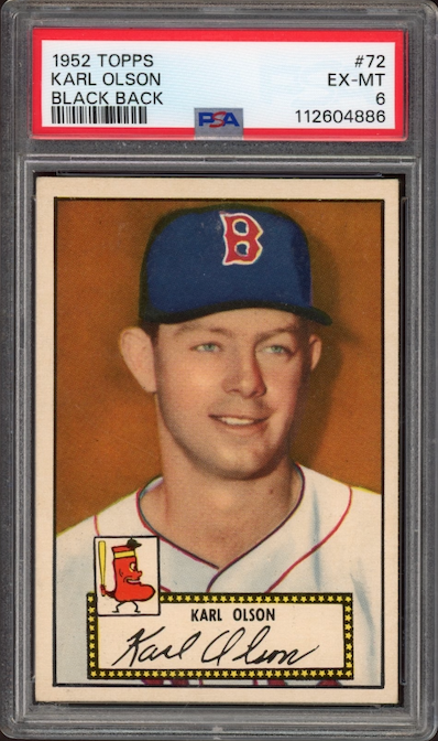 1952 Topps #72 Karl Olson Black Back PSA EX-MT 6