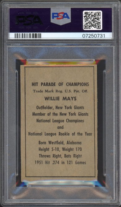 1952 Berk Ross Willie Mays PSA NM-MT 8