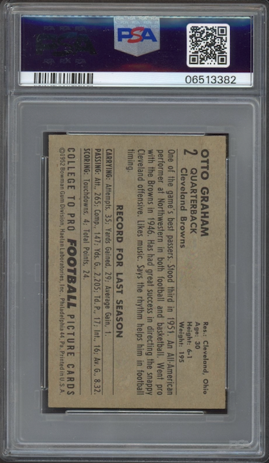 1952 Bowman Small #2 Otto Graham PSA NM-MT 8