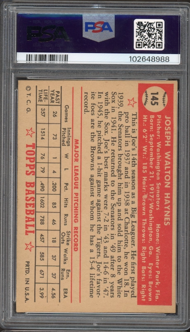 1952 Topps #145 Joe Haynes PSA EX+ 5.5