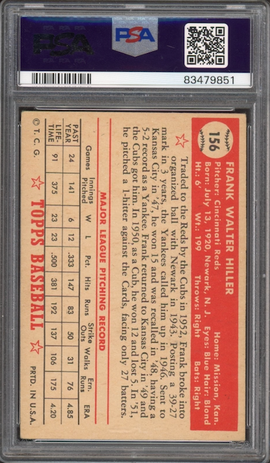 1952 Topps #156 Frank Hiller PSAVG-EX+ 4.5