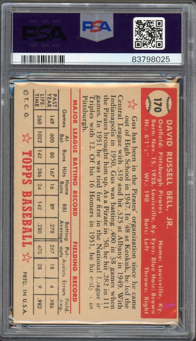 1952 Topps #170 Gus Bell PSA EX-MT 6