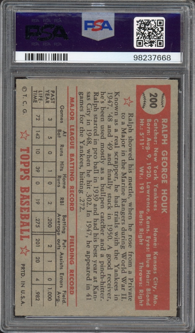 1952 Topps #200 Ralph Houk PSA EX-MT 6