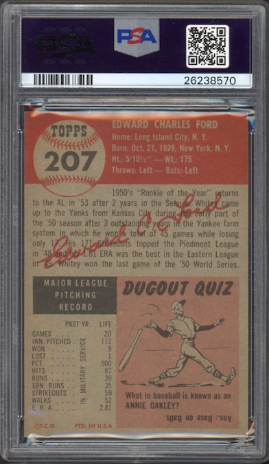 1953 Topps #207 Whitey Ford PSA NM-MT 8