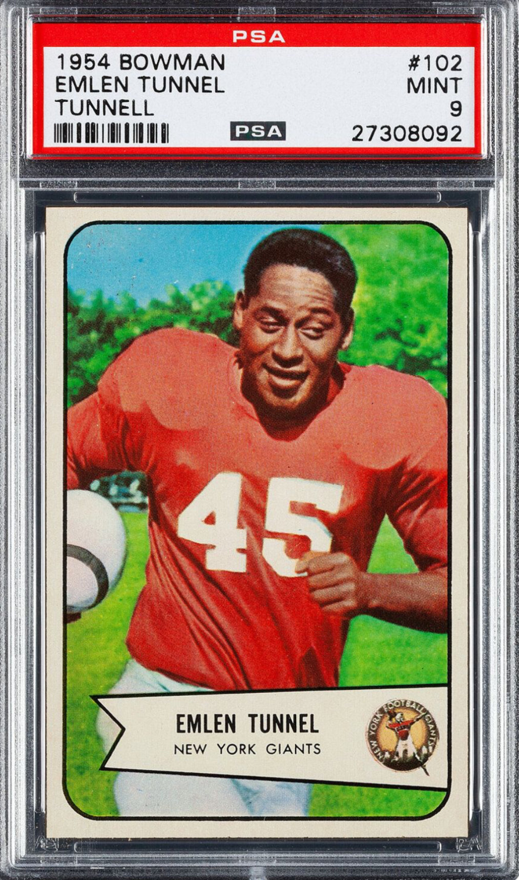 1954 Bowman #102 Emlen Tunnell PSA MINT 9