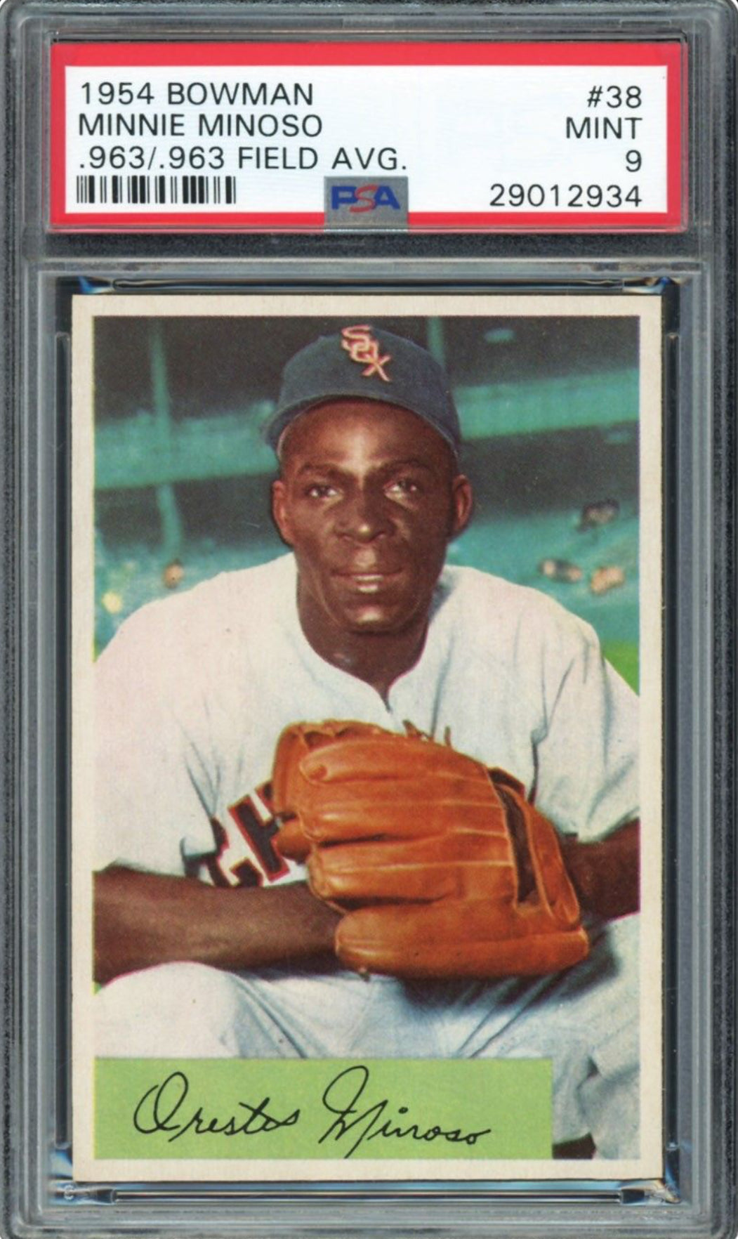 1954 Bowman #38 Minnie Minoso PSA MINT 9