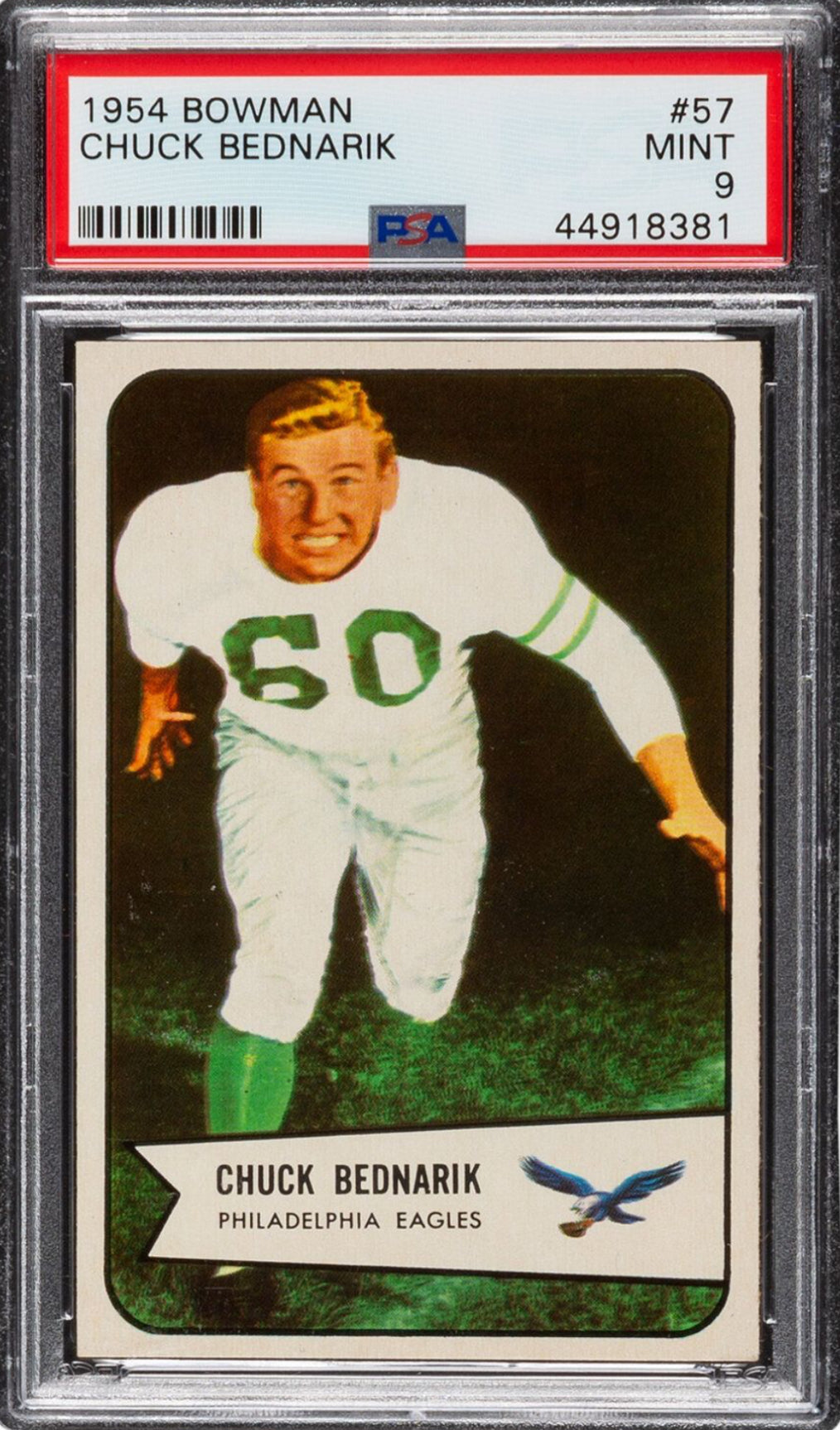 1954 Bowman #57 Chuck Bednarik PSA MINT 9