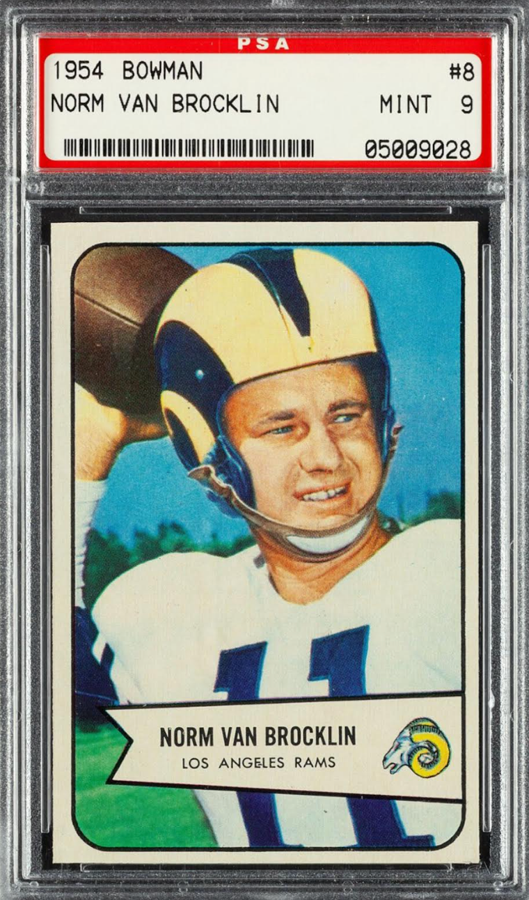 1954 Bowman #8 Norm Van Brocklin PSA MINT 9