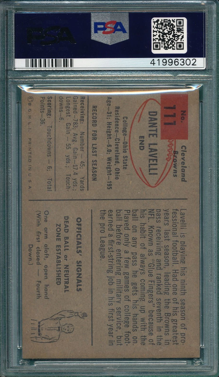 1954 Bowman #111 Dante Lavelli PSA 8