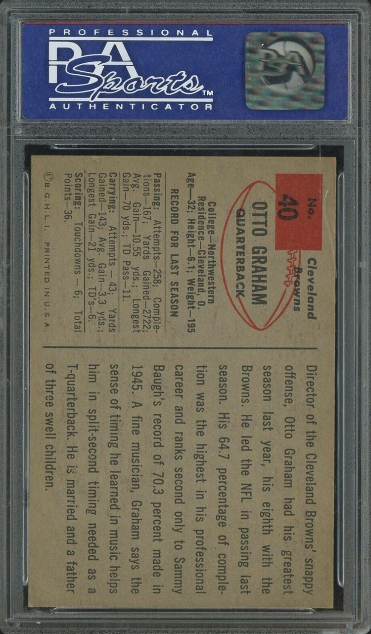 1954 Bowman #40 Otto Graham PSA 8
