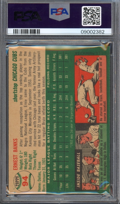 1954 Topps #94 Ernie Banks ROOKIE PSA MINT 9